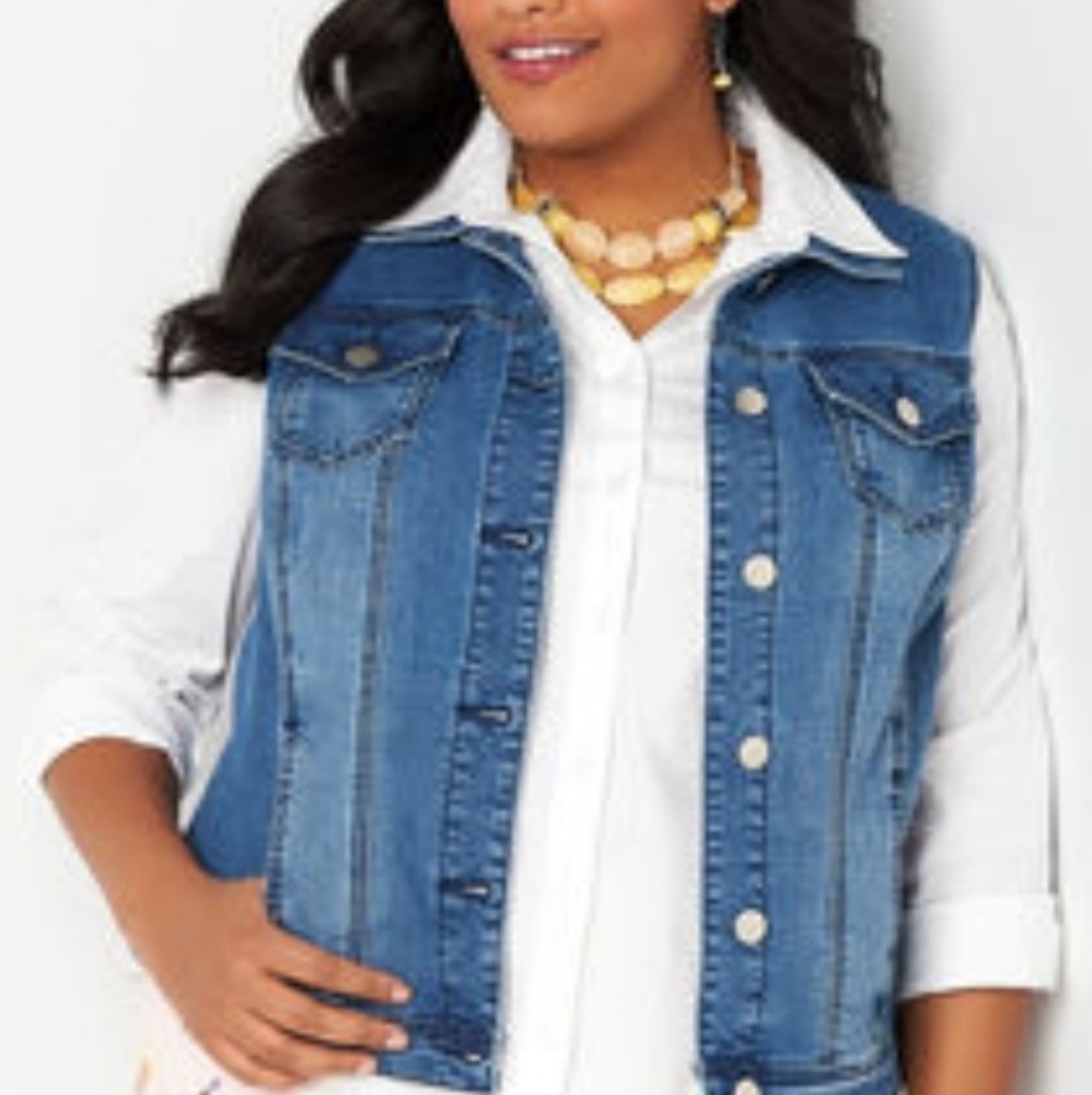 Denim vest with lace back